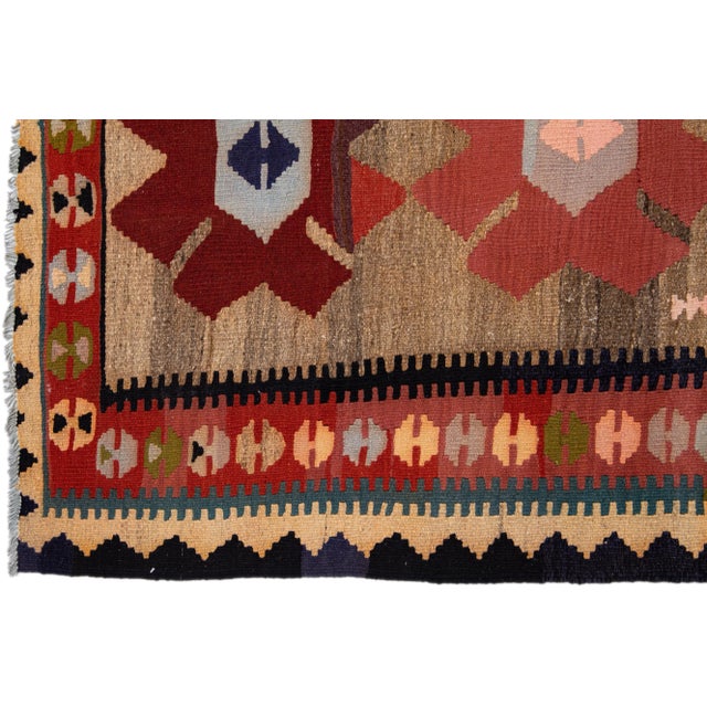 Mid-20th Century Turkish Kilim Multicolor Handmade Tribal Wool Rug For Sale - Image 4 of 8