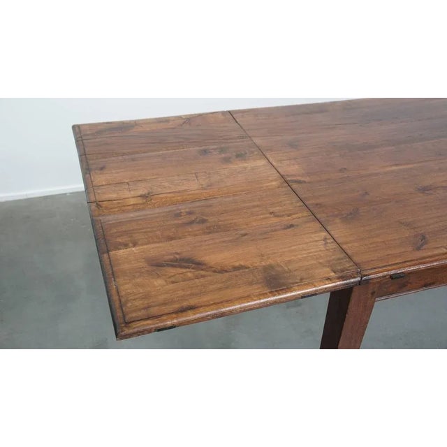 Antique Oak Dining Table with a Fold-Out Leaf on One Side, Early 1900s For Sale - Image 13 of 18