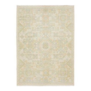 Modern Khotan Style Hand-Knotted Wool Area Rug – Geometric Muted Pastels 10x14 For Sale