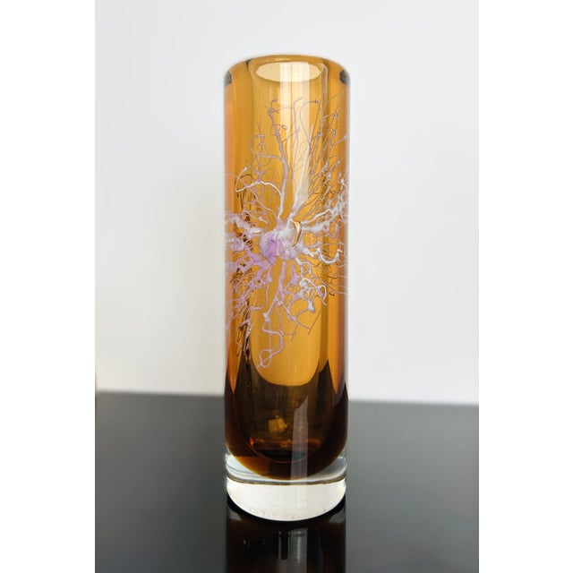 Goldenrod Model 8316 Art Glass Vases & Ashtray Collection by Petr Hora for Škrdlovice, Czechoslovakia, 1983, Set of 3 For Sale - Image 8 of 18