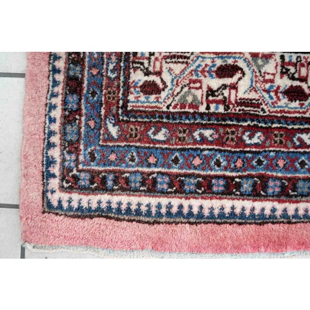 Handmade vintage Indian Seraband rug in original condition, it is unequally faded (one side is brighter then another). The...