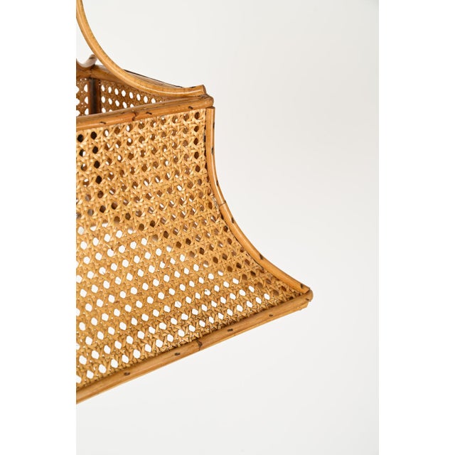 1960s Midcentury French Riviera Bambo, Rattan and Straw Ceiling Light, Italy, 1960s For Sale - Image 5 of 14