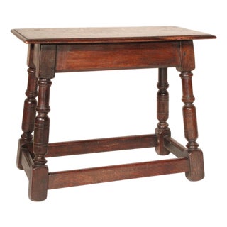 William and Mary Style English Oak Joint Stool For Sale