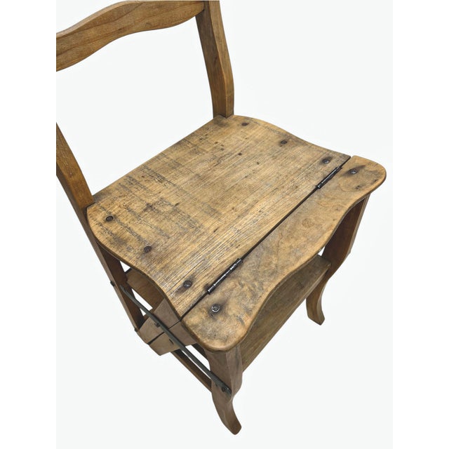 Metamorphic Wooden Folding Library Stepladder, 1890s For Sale - Image 9 of 17