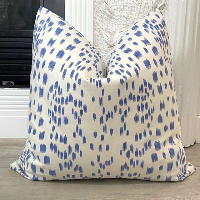 Cadet Blue Two-Sided Abstract 22" Animal Print Down Pillows - a Pair For Sale - Image 4 of 6