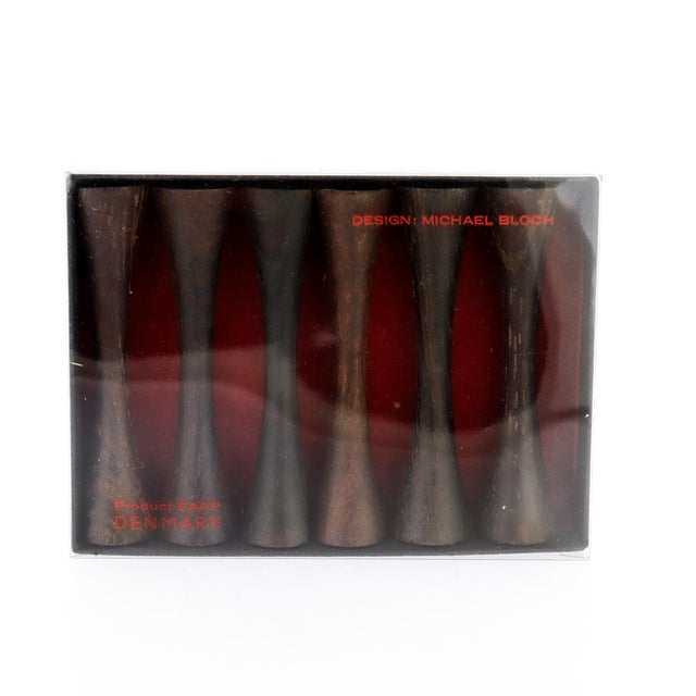 Set of 6 Saap Danish Modern Rosewood Turned Wooden Knife Rest by Michael Bloch For Sale - Image 10 of 15