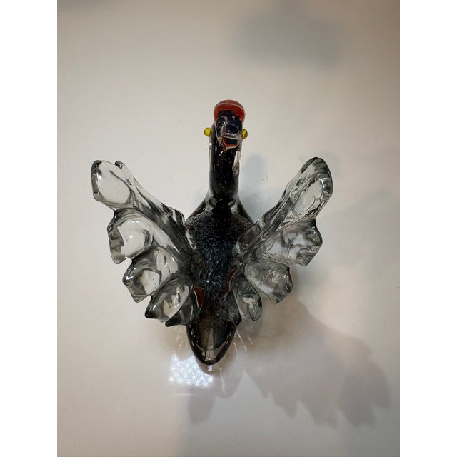 Vintage Signed Murano Black Swan Art Hand Blown Glass Sculpture Figurine For Sale - Image 11 of 14