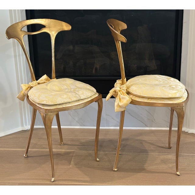 Mid-Century Italian Palladio Gilt Metal Chairs - A Pair For Sale - Image 9 of 18