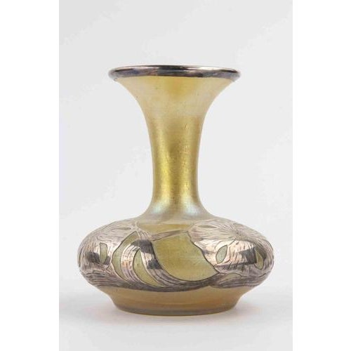 Art Nouveau Glass Vase with Silver Overlay from Loetz, Austria For Sale - Image 4 of 6