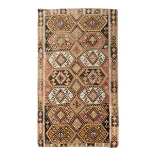 Vintage Circa 1940 Soft Terracotta Turkish Kars Kilim Rug Runner 4'1 X 11'8 For Sale