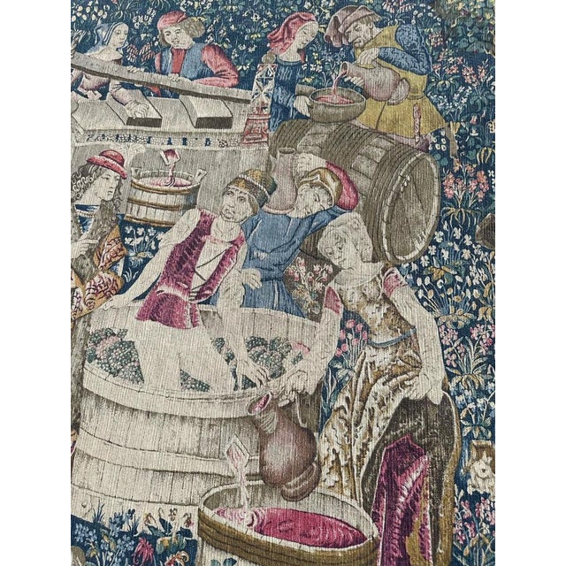 Vintage French Hand Printed Tapestry Vendanges Design, 1950s For Sale - Image 15 of 18