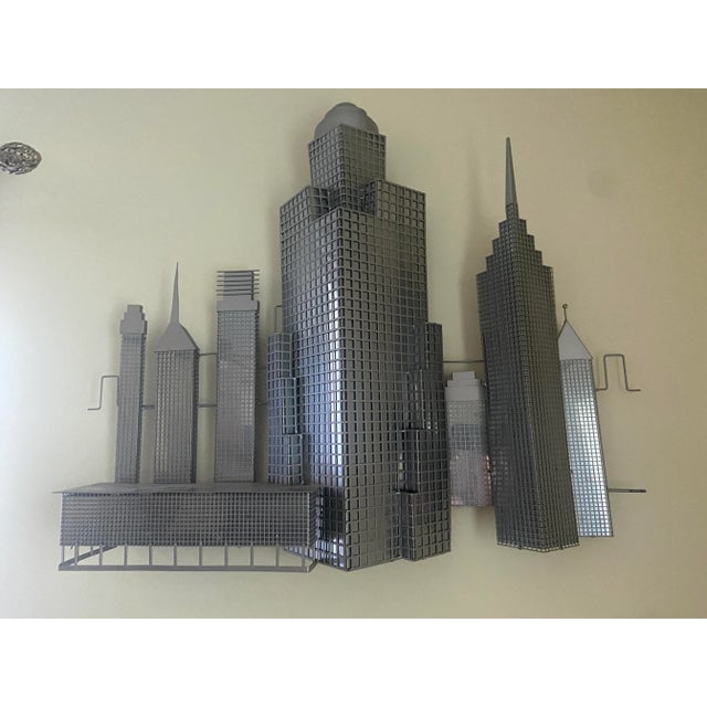 Mid Century C Jere Sculpture New York Cityscape Metal Grid 3d Wall Art Sculpture Sculpture c. Curtis Jere 80s Grid Metal 3...