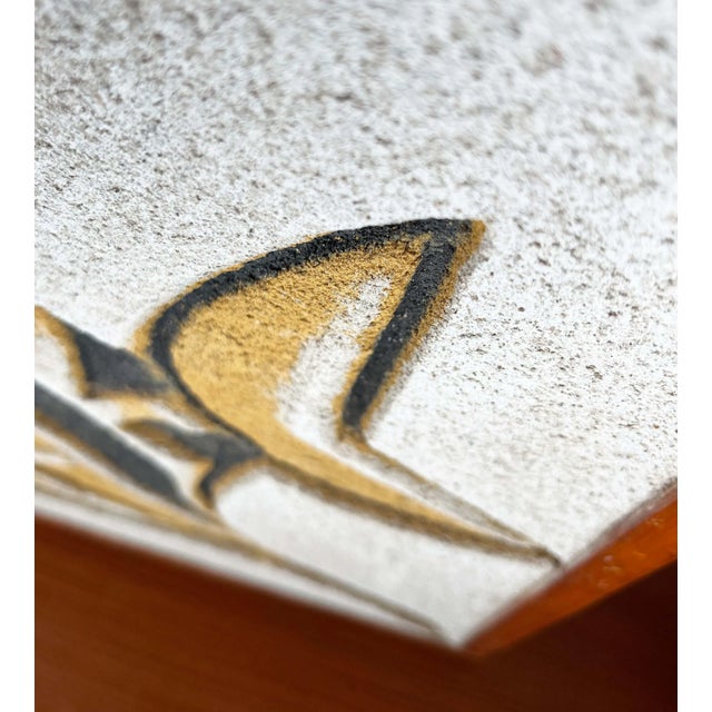 Beige Mid-Century Modern Hand Carved Stone Wall Relief with Fish Design, 1960s For Sale - Image 8 of 18