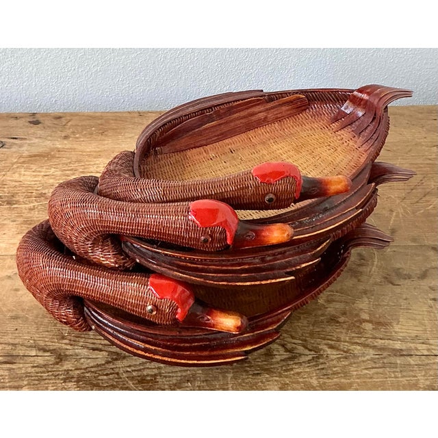 Vintage Shanghai Handicrafts Weave Duck Trays - Set of 3 For Sale In West Palm - Image 6 of 10