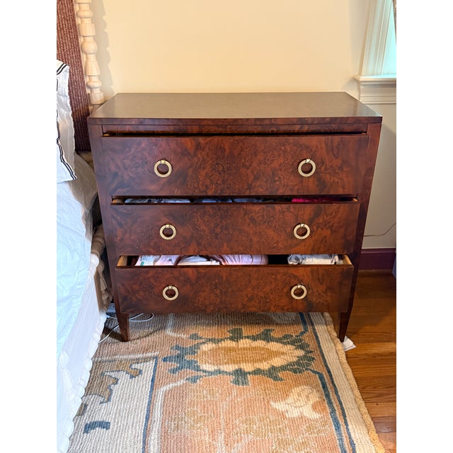 Brown Modern History Three Drawer Burl Chest—two Available For Sale - Image 8 of 11