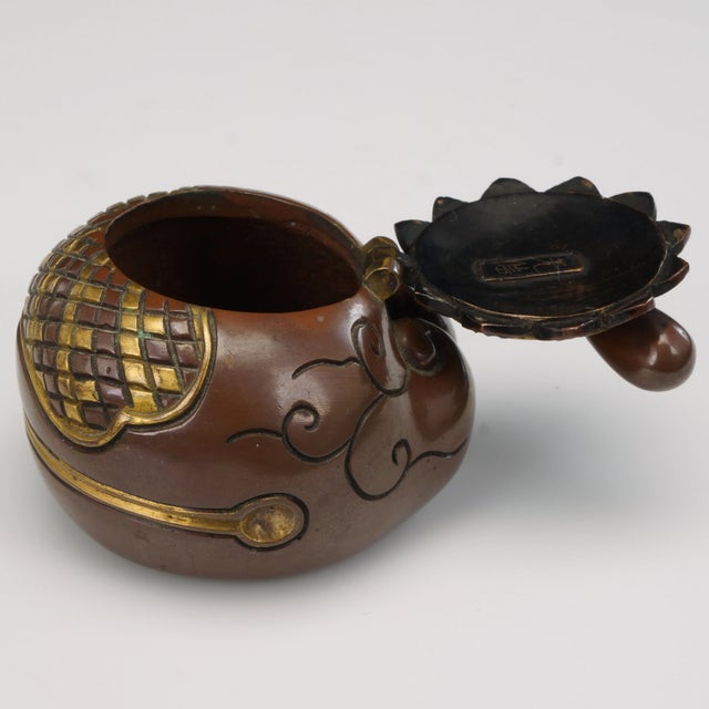 Late 19th Century Japanese Meiji Inkwell Mixed Metal Mokugyo Drum Design For Sale - Image 5 of 10