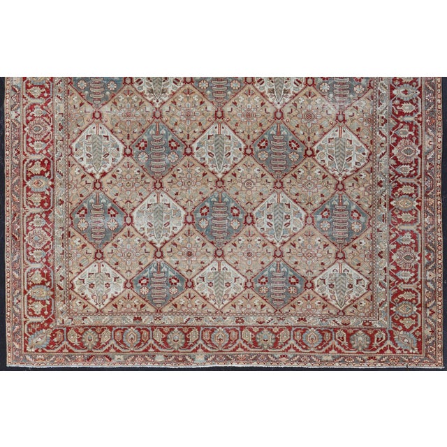 Textile Antique Persian All-Over Garden Design Bakhtiari Rug in Multi Colors 12'11 X 15'6 For Sale - Image 7 of 15