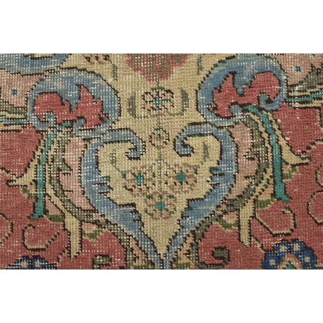 Tabriz Rug 9’8” X 12’6” Pink Wool Vintage Distressed Hand-Knotted Carpet For Sale - Image 11 of 15