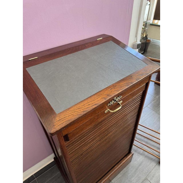 1930s Vintage Roller Shutter Cabinet in Oak, 1930s For Sale - Image 5 of 10