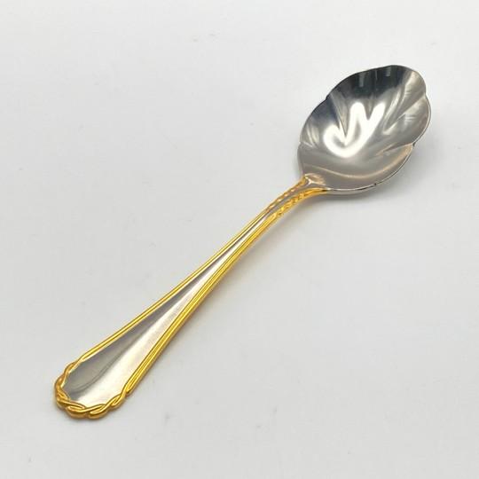 Yamazaki Tasha Gold Accent Stainless Flatware Hostess Set – Five Serving Pieces 1990's For Sale - Image 15 of 18