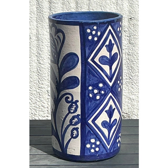 Vintage Boho Hand Painted Umbrella Stand For Sale - Image 4 of 5