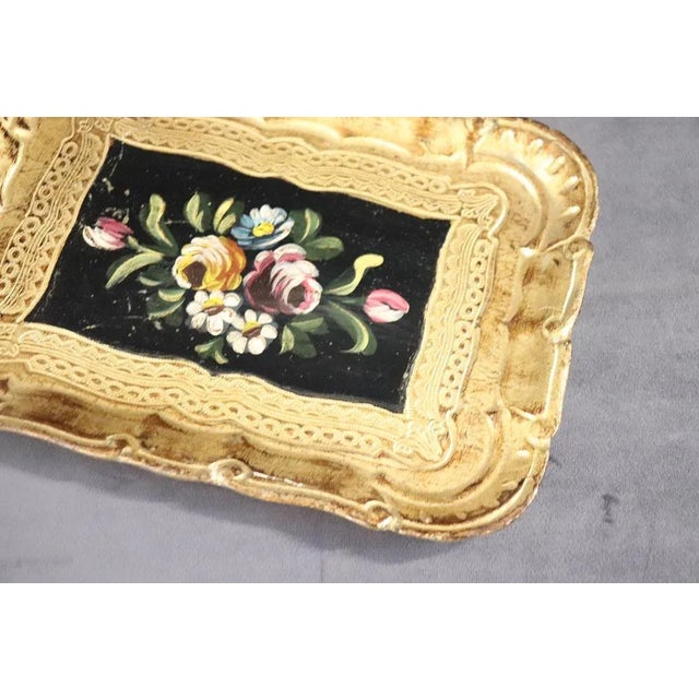 Hand-Painted Wood Tray, 1980s For Sale - Image 6 of 11