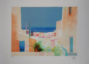 Daniel Gelis, Paysage méditerranéen, Lithograph