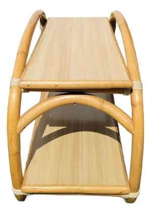 1960s Rattan Two-Tier Side Table