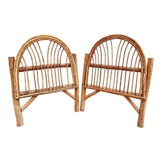 1960s Vintage Rustic Farmhouse Cabin Stick Built Adirondack Headboards - a Pair For Sale