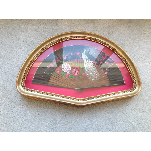 Spanish Antique Shadow Box-Framed Hand Painted Fan - Spain For Sale - Image 3 of 11