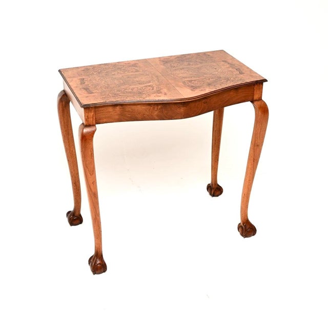 Wood Vintage Burr Walnut Console Table, 1930 For Sale - Image 7 of 7