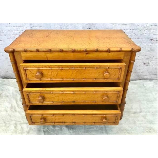 Ornamental & Decorative Materials Birdseye Maple Faux Bamboo Commode For Sale - Image 7 of 8