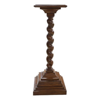 Antique Oak Barley Twist Pedestal / Plant Stand - 109 Cm Height, 1920 For Sale