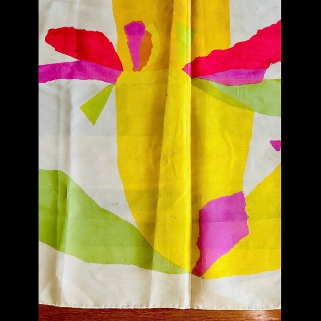 1960s Vintage 1960s Knoll Silky Acetate Fabric Textile Wolf Bauer Collage Scarf Banner For Sale - Image 5 of 7