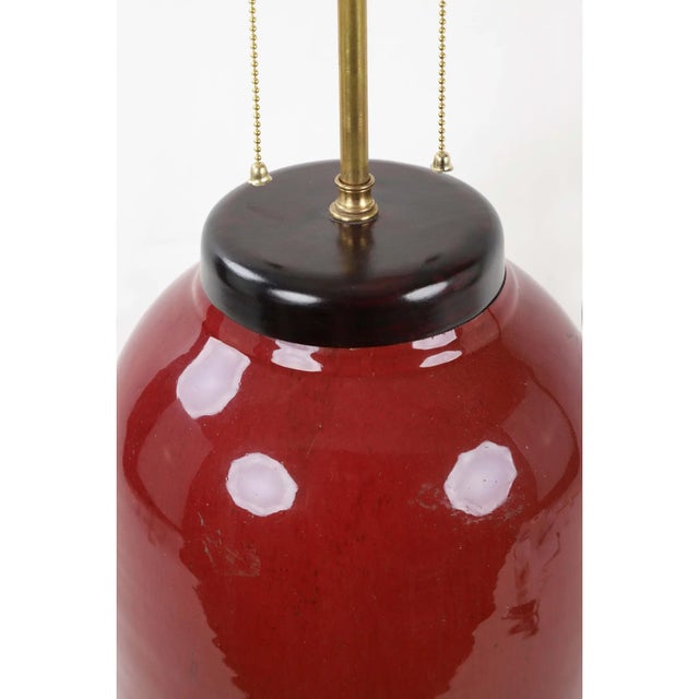 Chinese 19th Century Chinese Qing Double Bulb Pull Switch Oxblood Glaze Lamp For Sale - Image 3 of 7