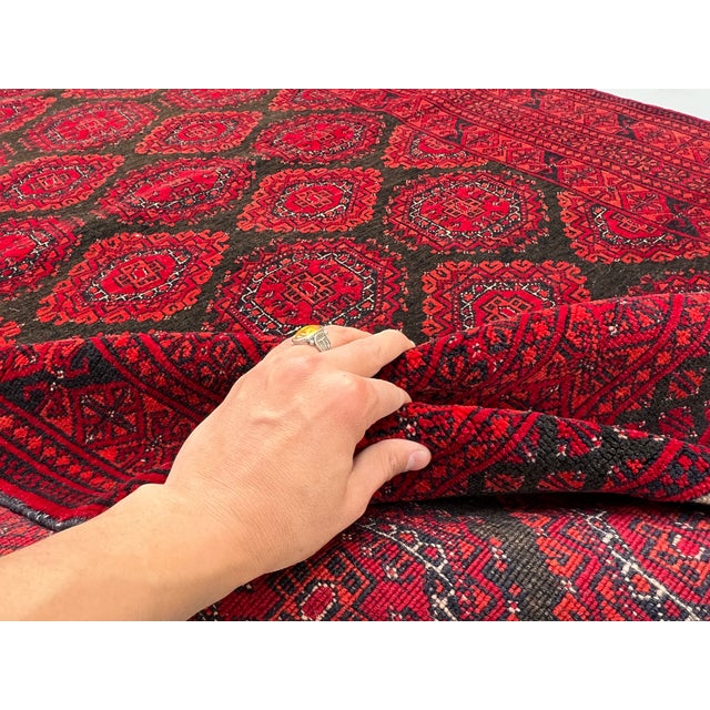 Vintage Afghan Ersari Turkmen Bokhara Gul Rug - 6'3" X 4'0" For Sale - Image 11 of 13