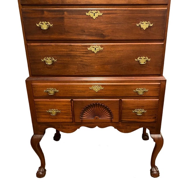 1900 - 1909 Antique Boston Chippendale Style Walnut Highboy For Sale - Image 5 of 6