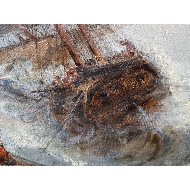 French School - 1874 - Shipwreck - Seascape - Romantism - Oil on Canvas - Monogrammed For Sale - Image 6 of 12