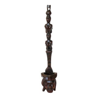 Vintage Carved Wood Figural Candle Holder Wall Hanging For Sale
