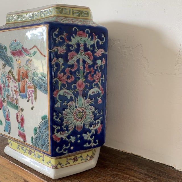 Blue Vintage Chinese Hexagonal Pot For Sale - Image 8 of 13