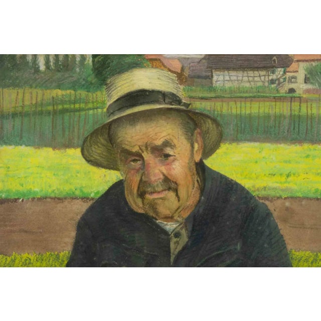 Paul Ascan Demmé, Portrait of Man, Oil Pastel on Board, Early 20th-Century For Sale - Image 5 of 5