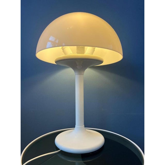 Vintage Space Age White Mushroom Table Lamp from Dijkstra For Sale - Image 3 of 11
