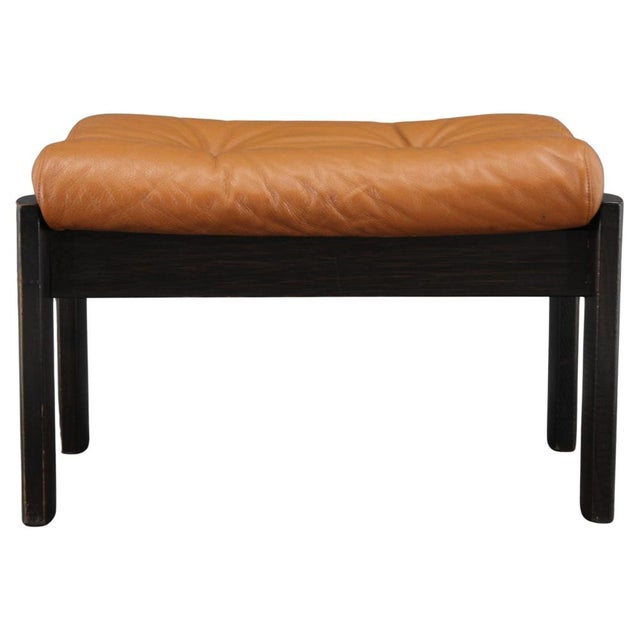 Brown Leather Oak Stool, Denmark, 1960s For Sale - Image 12 of 12