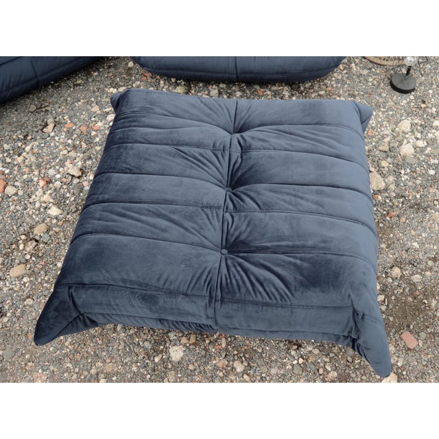 Togo Sofa in Blue Velvet by Michel Ducaroy for Ligne Roset, Set of 5 For Sale - Image 10 of 12