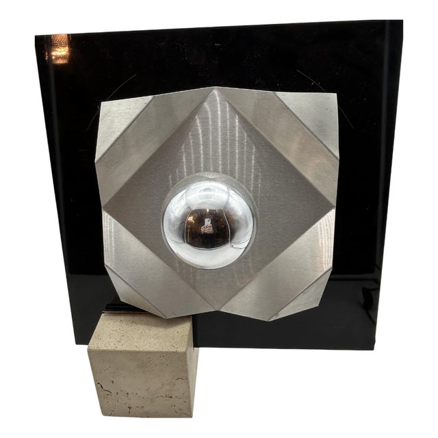 Travertine Table Lamp attributed to Fratelli Manelli, 1970s For Sale