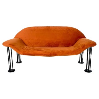 Mid-Century Modern Orange Sofa attributed to Burkhard Vogtherr for Hain + Tohme, 1980s For Sale