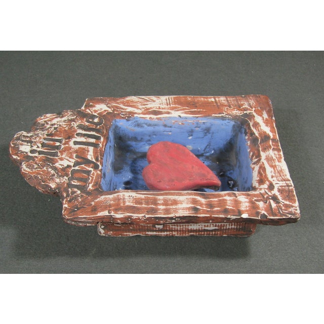 Artist-Signed Folk Art Plaster Heart Wall Sculpture, “In My Life,” 2010 For Sale - Image 4 of 8