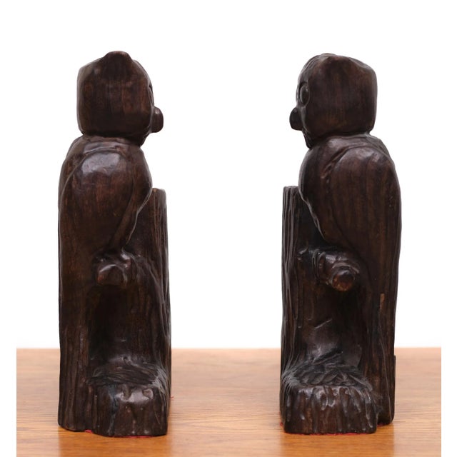 Vintage Wood Owl Bookends, Spain, 1960s, Set of 2 For Sale - Image 3 of 10