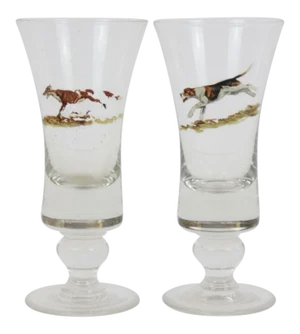 Vintage Mid-Century Fox & Hound Cordial Glasses - A Pair