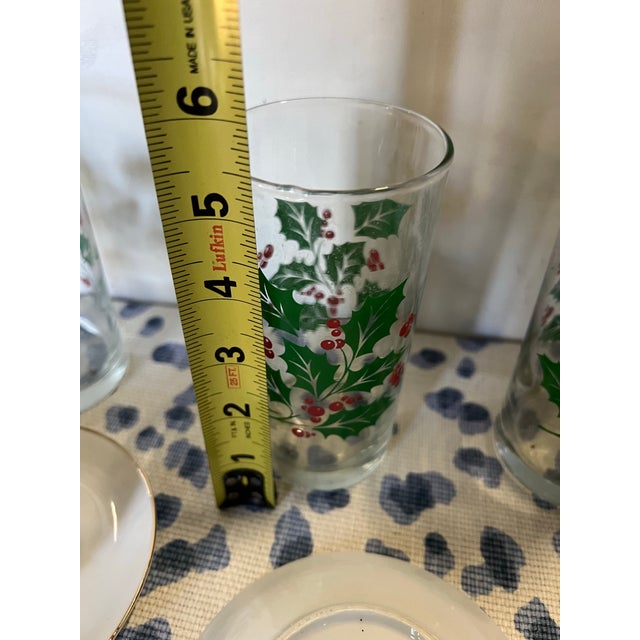 1970s 1970s Collection of Vintage Mistletoe Glassware, Espresso Cups With Saucers For Sale - Image 5 of 12